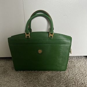 La Tour Eiffel Tote Leather Color block Purse Handbag green Vintage W Tag!